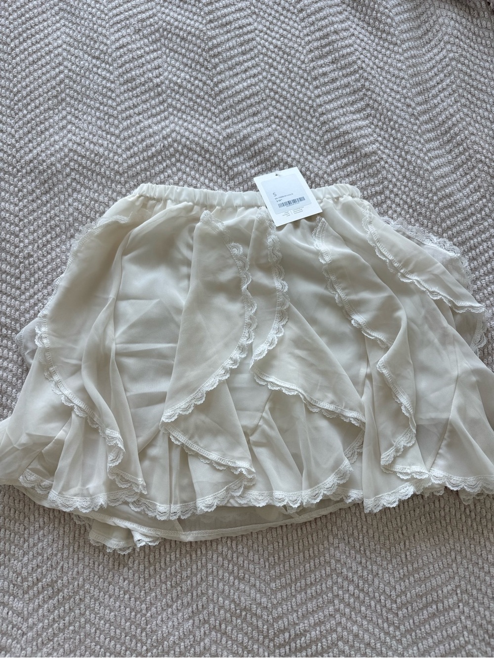 OAK + FORT Ivory Ruffle Mini Skirt (S) *NEW* - Picture 3 of 3